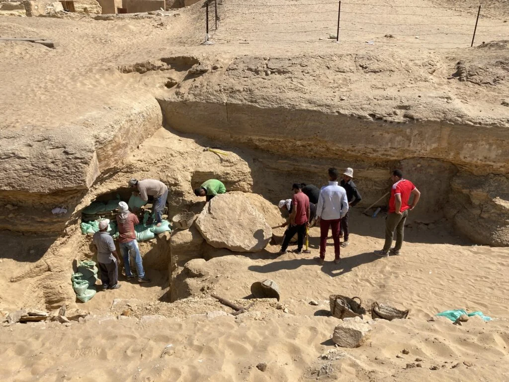Work in progress at the site where the entrance to the Mehtjetji Chapel is soon to be revealed.