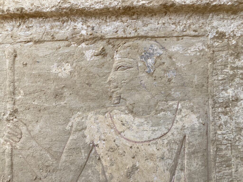 A portrait of Mehtjetji on the facade of his tomb.