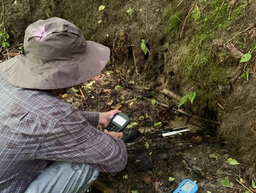 Measuring the physical and chemical properties of spring water near Nowe Miasto nad Pilicą.