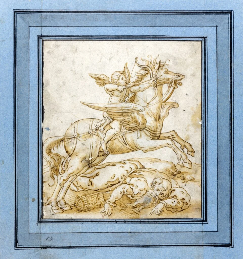 Jacob (Jacques) de Backer (1540/45–c. 1586), Cupid Defeating Cronus – Amor vincit Tempus, University of Warsaw Library Print Room, Inv. No. 300.
