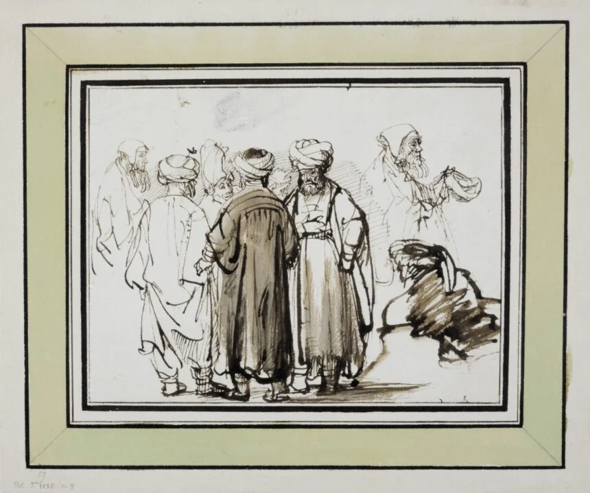 Rembrandt Harmensz van Rijn (1606–1669), Group of Men in Oriental Costumes, University of Warsaw Library Print Room, Inv. No. 4285.